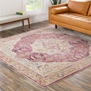 Lavender 7' 10 x 7' 10 Deepa Square Area Rug 100% Polyester Colorful Modern Contemporary Carpet for Home Decorating Living, Dining, Office & Bedrooms for Sale at Rug Engine