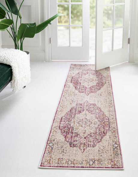 Lavender 2' 6 x 12' Deepa Runner Area Rug 100% Polyester Colorful Modern Contemporary Carpet for Home Decorating Living, Dining, Office & Bedrooms for Sale at Rug Engine