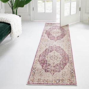 Lavender 2' 6 x 12' Deepa Runner Area Rug 100% Polyester Colorful Modern Contemporary Carpet for Home Decorating Living, Dining, Office & Bedrooms for Sale at Rug Engine
