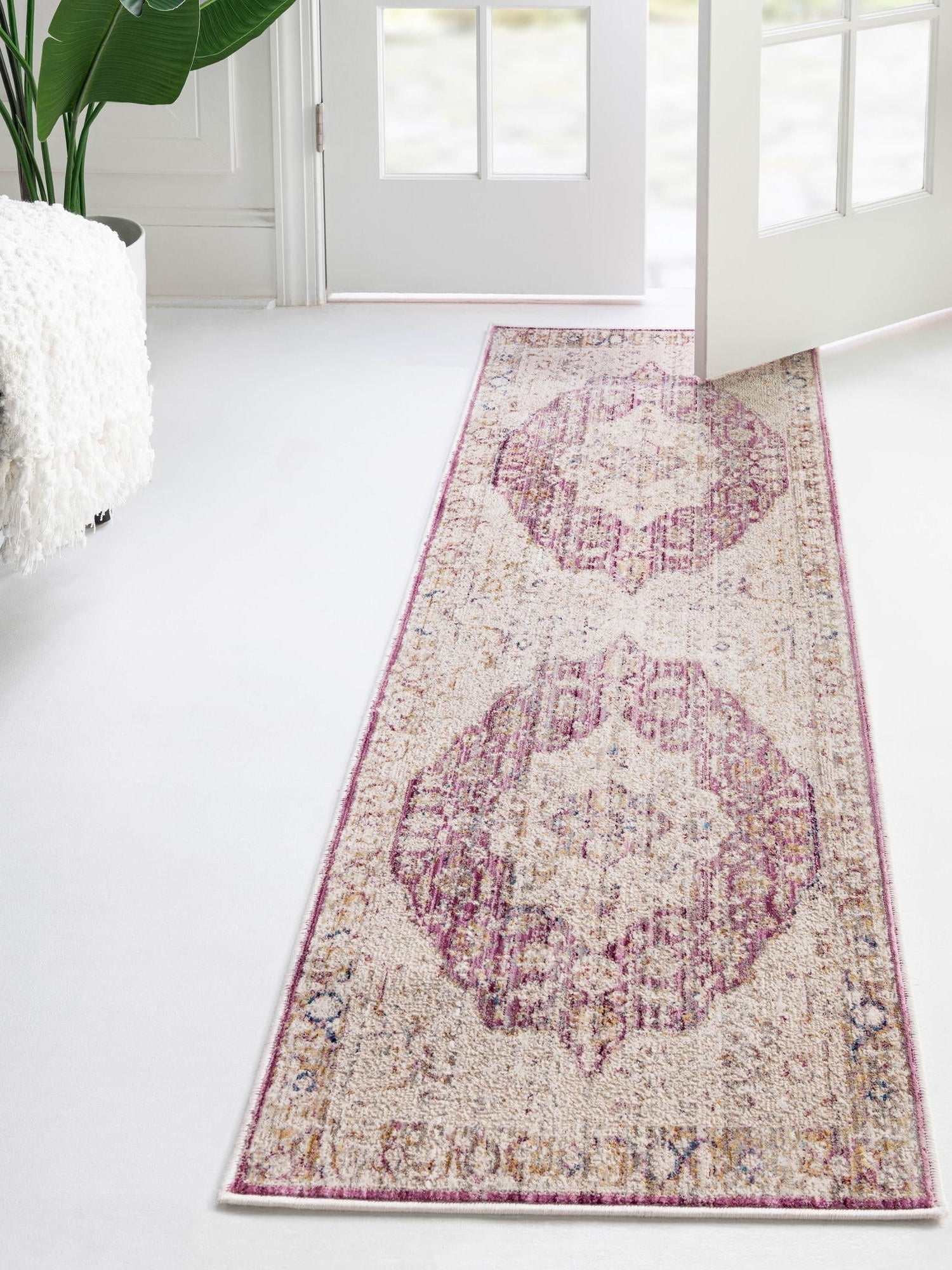 Lavender 2' x 6' Deepa Runner Area Rug 100% Polyester Colorful Modern Contemporary Carpet for Home Decorating Living, Dining, Office & Bedrooms for Sale at Rug Engine
