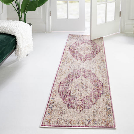 Lavender 2' x 6' Deepa Runner Area Rug 100% Polyester Colorful Modern Contemporary Carpet for Home Decorating Living, Dining, Office & Bedrooms for Sale at Rug Engine