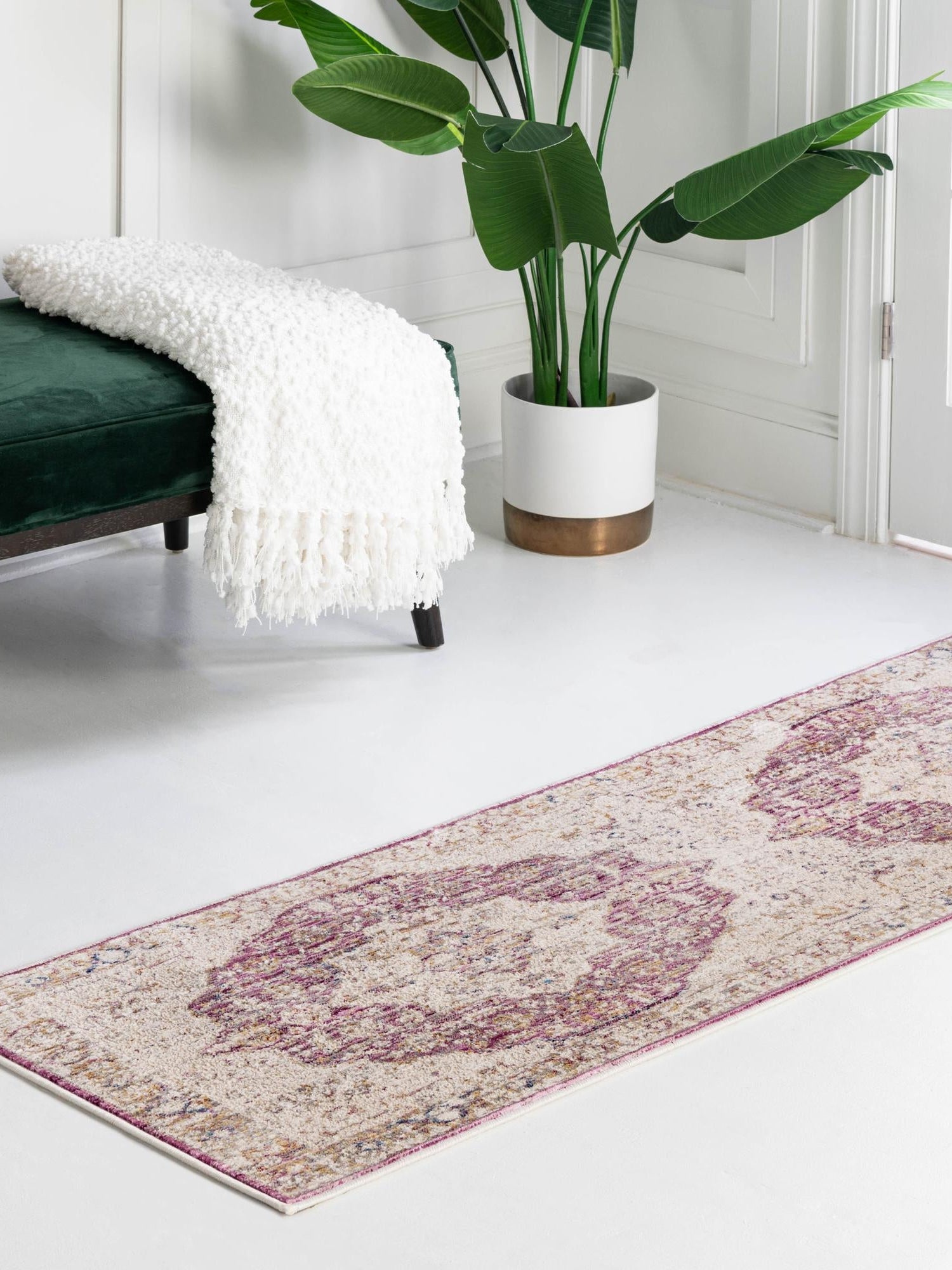 Lavender 2' x 6' Deepa Runner Area Rug 100% Polyester Colorful Modern Contemporary Carpet for Home Decorating Living, Dining, Office & Bedrooms for Sale at Rug Engine