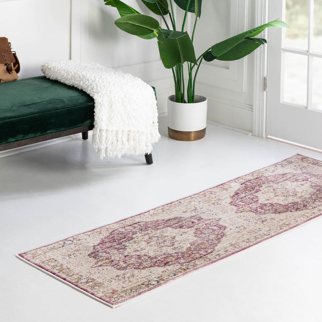 Lavender 2' x 6' Deepa Runner Area Rug 100% Polyester Colorful Modern Contemporary Carpet for Home Decorating Living, Dining, Office & Bedrooms for Sale at Rug Engine