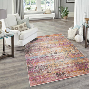 Multicolor 9' x 11' 7 Deepa Rectangle Area Rug 100% Polyester Colorful Modern Contemporary Carpet for Home Decorating Living, Dining, Office & Bedrooms for Sale at Rug Engine