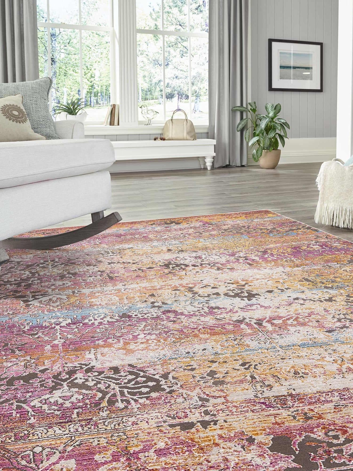 Multicolor 9' x 11' 7 Deepa Rectangle Area Rug 100% Polyester Colorful Modern Contemporary Carpet for Home Decorating Living, Dining, Office & Bedrooms for Sale at Rug Engine