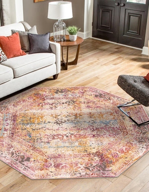 Multicolor 7' 10 x 7' 10 Deepa Octagon Area Rug 100% Polyester Colorful Modern Contemporary Carpet for Home Decorating Living, Dining, Office & Bedrooms for Sale at Rug Engine