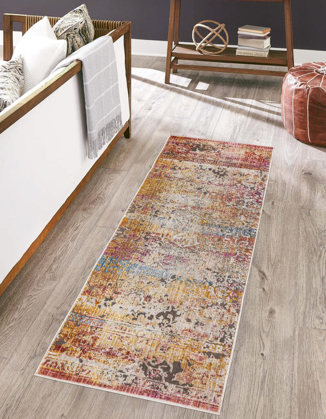 Multicolor 2' x 8' Deepa Runner Area Rug 100% Polyester Colorful Modern Contemporary Carpet for Home Decorating Living, Dining, Office & Bedrooms for Sale at Rug Engine