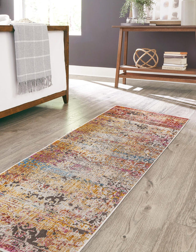 Multicolor 2' x 8' Deepa Runner Area Rug 100% Polyester Colorful Modern Contemporary Carpet for Home Decorating Living, Dining, Office & Bedrooms for Sale at Rug Engine