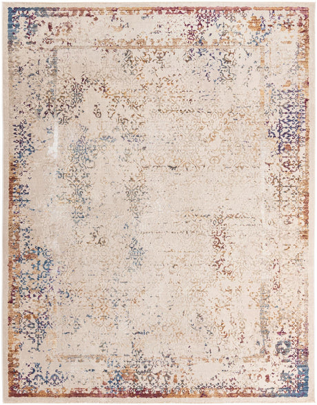 Ivory 9' x 12' Deepa Rectangle Area Rug 100% Polyester Colorful Modern Contemporary Carpet for Home Decorating Living, Dining, Office & Bedrooms for Sale at Rug Engine