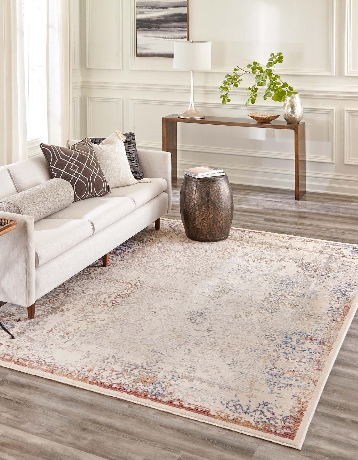 Ivory 3' 3 x 5' Deepa Rectangle Area Rug 100% Polyester Colorful Modern Contemporary Carpet for Home Decorating Living, Dining, Office & Bedrooms for Sale at Rug Engine