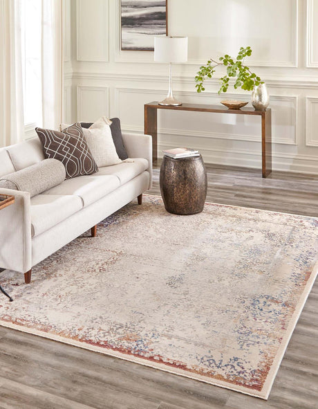 Ivory 3' 3 x 5' Deepa Rectangle Area Rug 100% Polyester Colorful Modern Contemporary Carpet for Home Decorating Living, Dining, Office & Bedrooms for Sale at Rug Engine