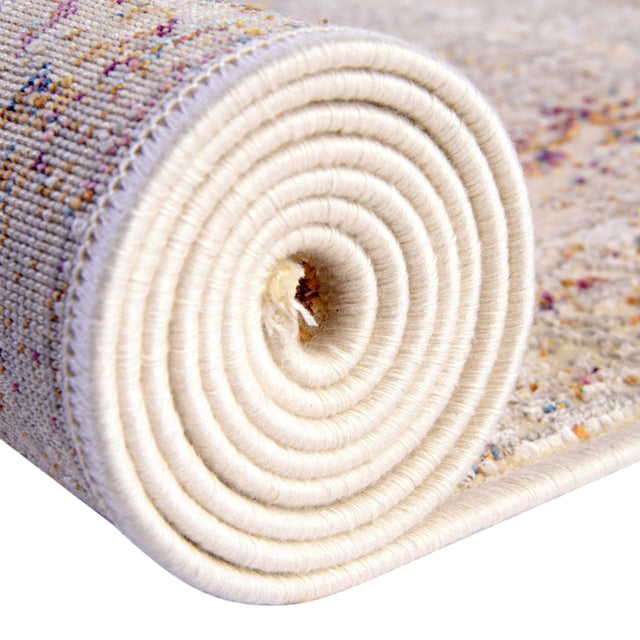 Ivory 7' 10 x 7' 10 Deepa Octagon Area Rug 100% Polyester Colorful Modern Contemporary Carpet for Home Decorating Living, Dining, Office & Bedrooms for Sale at Rug Engine