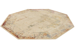 Ivory 7' 10 x 7' 10 Deepa Octagon Area Rug 100% Polyester Colorful Modern Contemporary Carpet for Home Decorating Living, Dining, Office & Bedrooms for Sale at Rug Engine