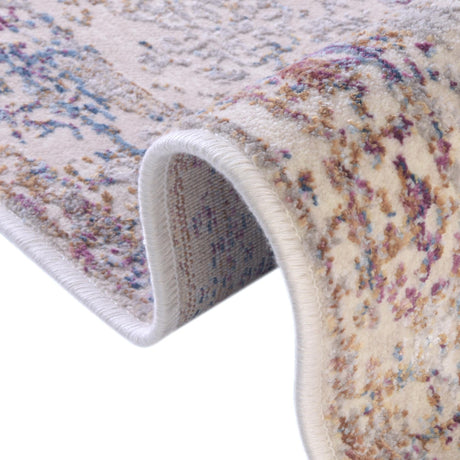 Ivory 2' x 6' Deepa Runner Area Rug 100% Polyester Colorful Modern Contemporary Carpet for Home Decorating Living, Dining, Office & Bedrooms for Sale at Rug Engine