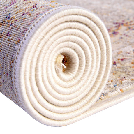Ivory 2' 6 x 12' Deepa Runner Area Rug 100% Polyester Colorful Modern Contemporary Carpet for Home Decorating Living, Dining, Office & Bedrooms for Sale at Rug Engine