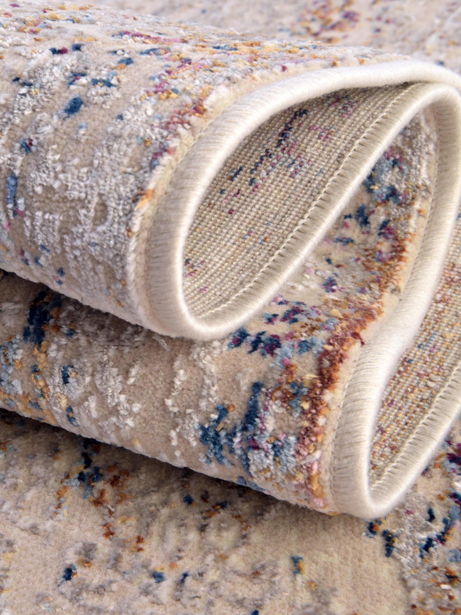 Ivory 2' 6 x 12' Deepa Runner Area Rug 100% Polyester Colorful Modern Contemporary Carpet for Home Decorating Living, Dining, Office & Bedrooms for Sale at Rug Engine