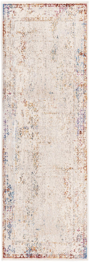 Ivory 2' x 6' Deepa Runner Area Rug 100% Polyester Colorful Modern Contemporary Carpet for Home Decorating Living, Dining, Office & Bedrooms for Sale at Rug Engine