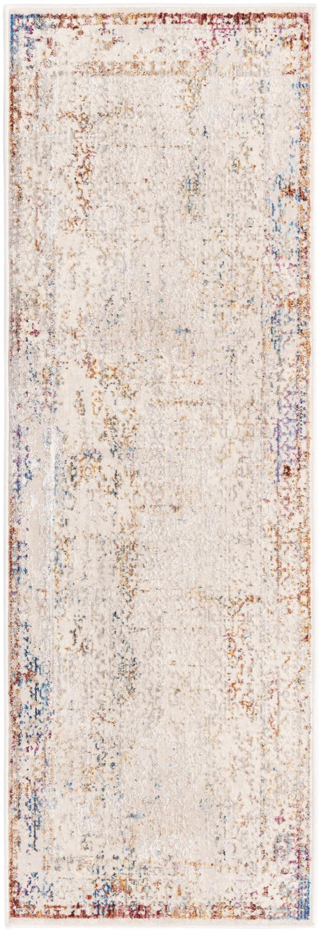 Ivory 2' x 6' Deepa Runner Area Rug 100% Polyester Colorful Modern Contemporary Carpet for Home Decorating Living, Dining, Office & Bedrooms for Sale at Rug Engine