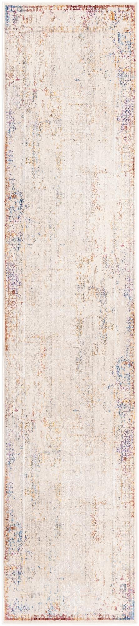 Ivory 2' 6 x 12' Deepa Runner Area Rug 100% Polyester Colorful Modern Contemporary Carpet for Home Decorating Living, Dining, Office & Bedrooms for Sale at Rug Engine