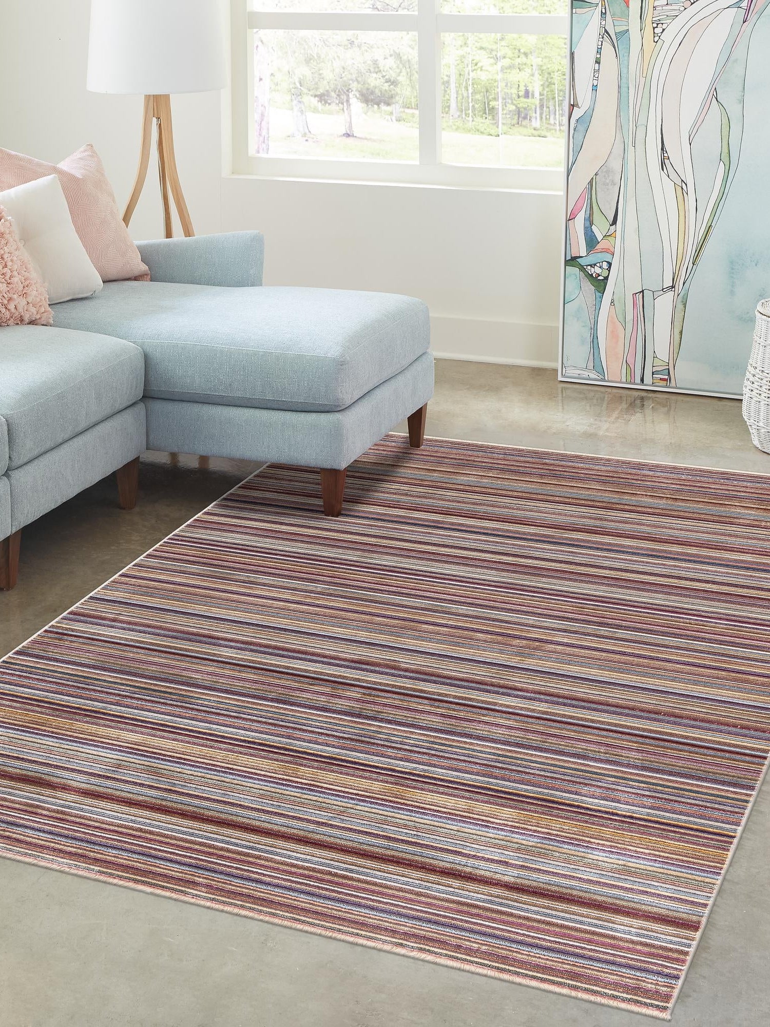 Multicolor 5' 3 x 7' 9 Deepa Rectangle Area Rug 100% Polyester Colorful Modern Contemporary Carpet for Home Decorating Living, Dining, Office & Bedrooms for Sale at Rug Engine