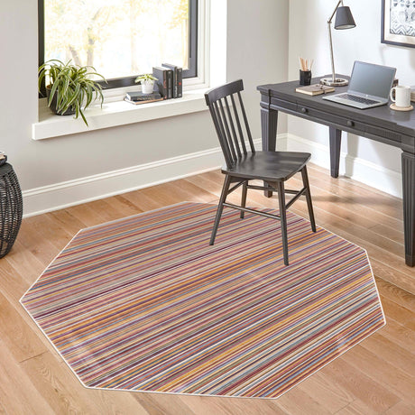 Multicolor 7' 10 x 7' 10 Deepa Octagon Area Rug 100% Polyester Colorful Modern Contemporary Carpet for Home Decorating Living, Dining, Office & Bedrooms for Sale at Rug Engine
