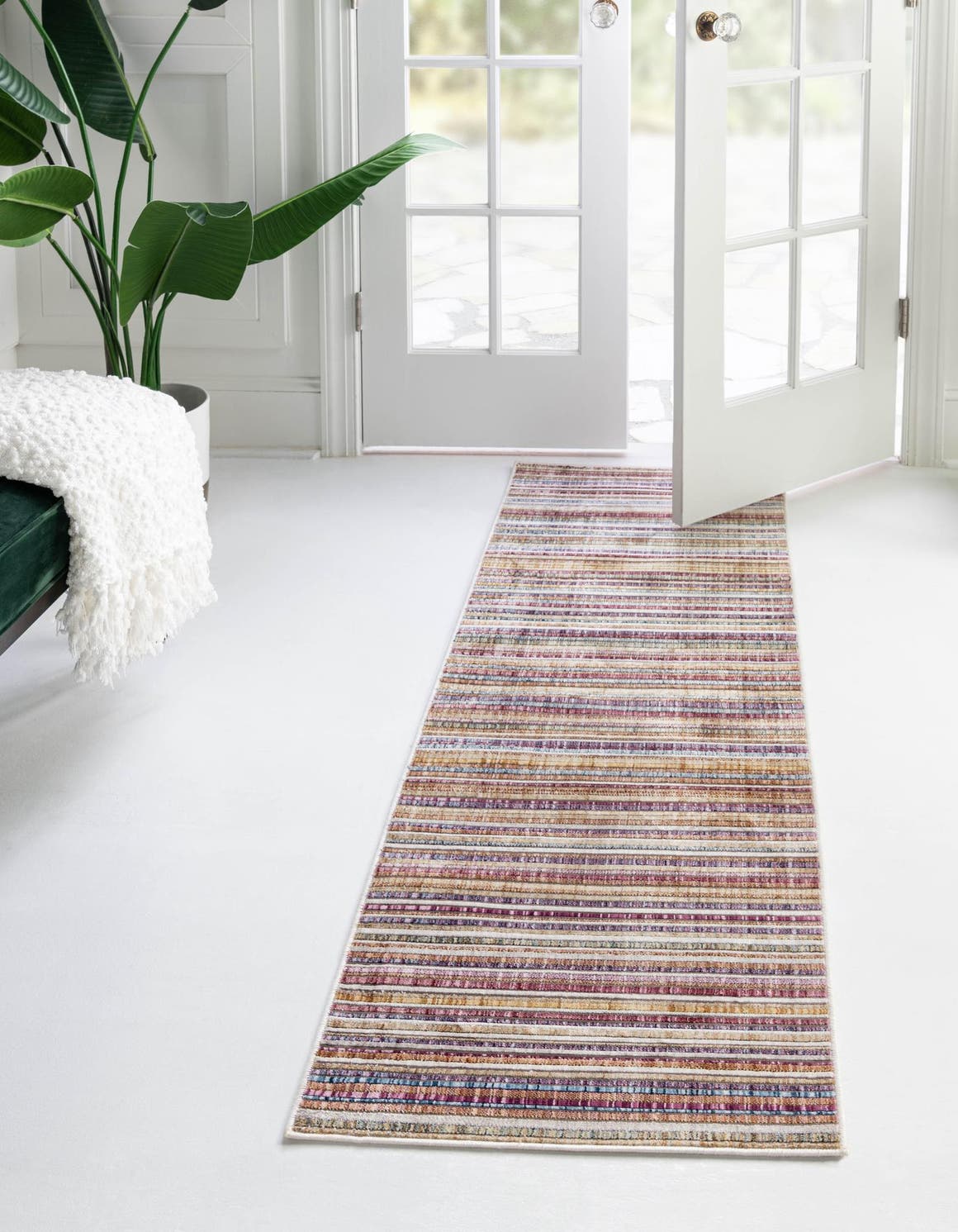 Multicolor 2' x 8' Deepa Runner Area Rug 100% Polyester Colorful Modern Contemporary Carpet for Home Decorating Living, Dining, Office & Bedrooms for Sale at Rug Engine