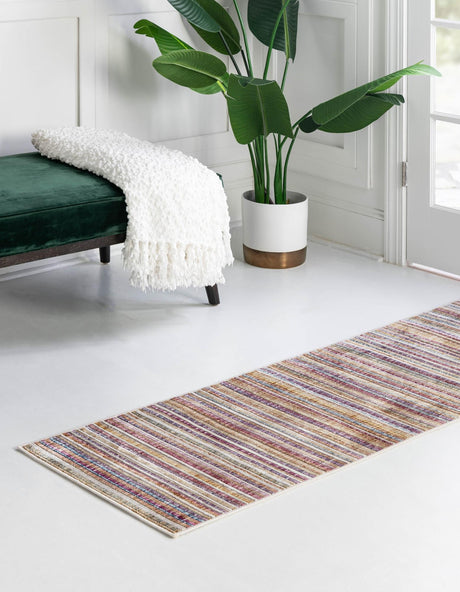 Multicolor 2' x 8' Deepa Runner Area Rug 100% Polyester Colorful Modern Contemporary Carpet for Home Decorating Living, Dining, Office & Bedrooms for Sale at Rug Engine