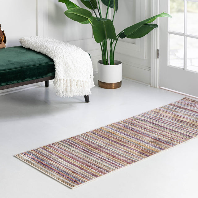 Multicolor 2' x 8' Deepa Runner Area Rug 100% Polyester Colorful Modern Contemporary Carpet for Home Decorating Living, Dining, Office & Bedrooms for Sale at Rug Engine