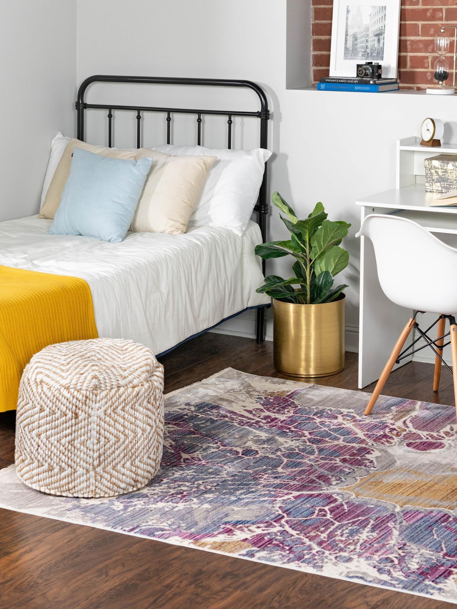 Multicolor 5' 3 x 7' 9 Deepa Rectangle Area Rug 100% Polyester Colorful Modern Contemporary Carpet for Home Decorating Living, Dining, Office & Bedrooms for Sale at Rug Engine