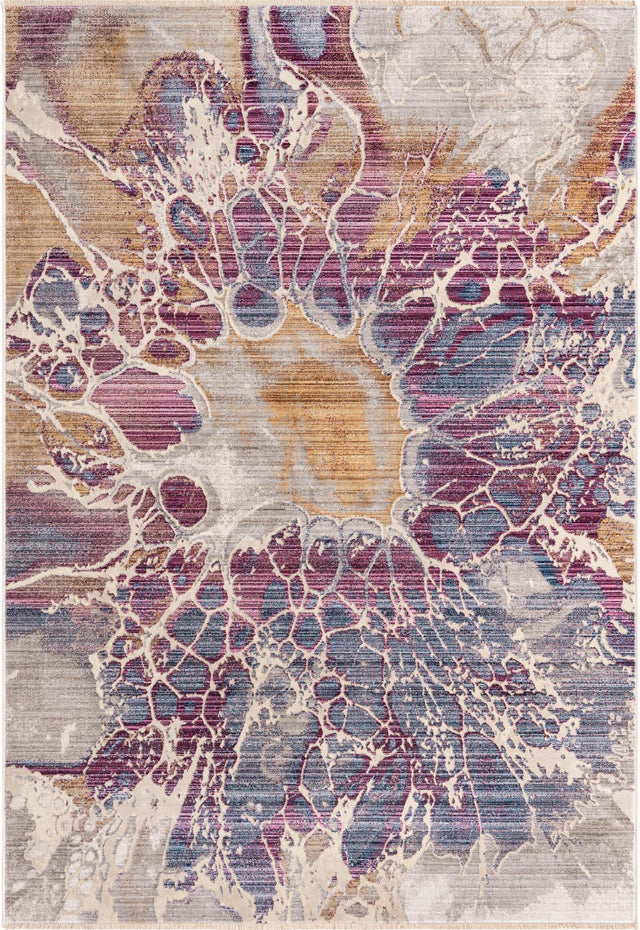 Multicolor 5' 3 x 7' 9 Deepa Rectangle Area Rug 100% Polyester Colorful Modern Contemporary Carpet for Home Decorating Living, Dining, Office & Bedrooms for Sale at Rug Engine