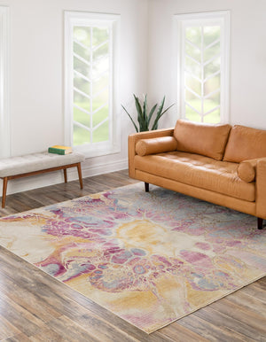 Multicolor 7' 10 x 7' 10 Deepa Square Area Rug 100% Polyester Colorful Modern Contemporary Carpet for Home Decorating Living, Dining, Office & Bedrooms for Sale at Rug Engine