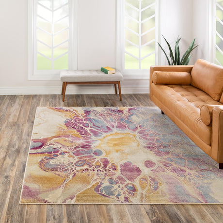 Multicolor 7' 10 x 7' 10 Deepa Square Area Rug 100% Polyester Colorful Modern Contemporary Carpet for Home Decorating Living, Dining, Office & Bedrooms for Sale at Rug Engine