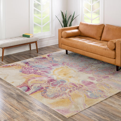 Multicolor 7' 10 x 7' 10 Deepa Square Area Rug 100% Polyester Colorful Modern Contemporary Carpet for Home Decorating Living, Dining, Office & Bedrooms for Sale at Rug Engine