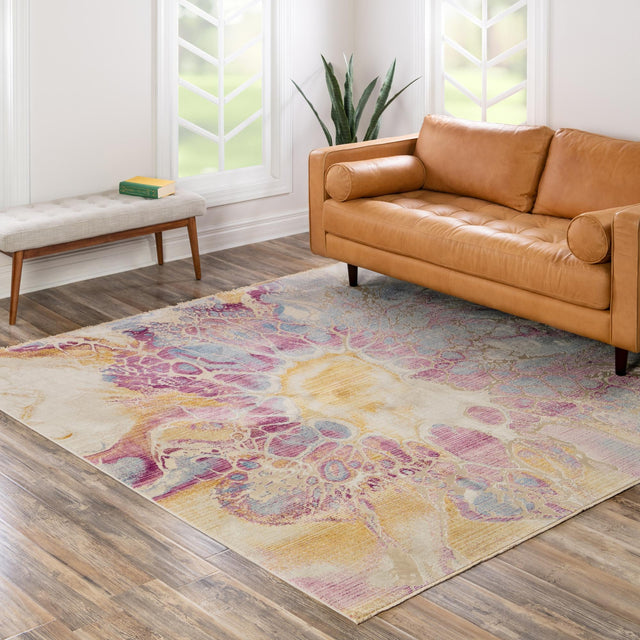 Multicolor 7' 10 x 7' 10 Deepa Square Area Rug 100% Polyester Colorful Modern Contemporary Carpet for Home Decorating Living, Dining, Office & Bedrooms for Sale at Rug Engine