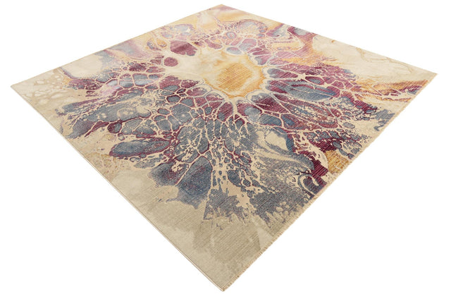 Multicolor 7' 10 x 7' 10 Deepa Square Area Rug 100% Polyester Colorful Modern Contemporary Carpet for Home Decorating Living, Dining, Office & Bedrooms for Sale at Rug Engine
