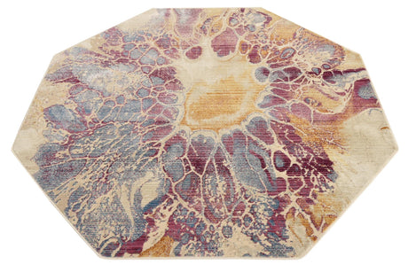 Multicolor 5' 3 x 5' 3 Deepa Octagon Area Rug 100% Polyester Colorful Modern Contemporary Carpet for Home Decorating Living, Dining, Office & Bedrooms for Sale at Rug Engine