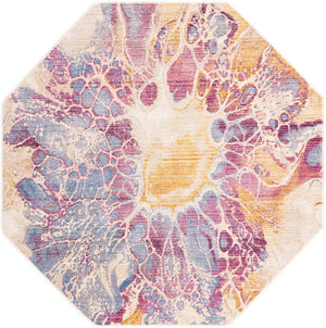 Multicolor 5' 3 x 5' 3 Deepa Octagon Area Rug 100% Polyester Colorful Modern Contemporary Carpet for Home Decorating Living, Dining, Office & Bedrooms for Sale at Rug Engine