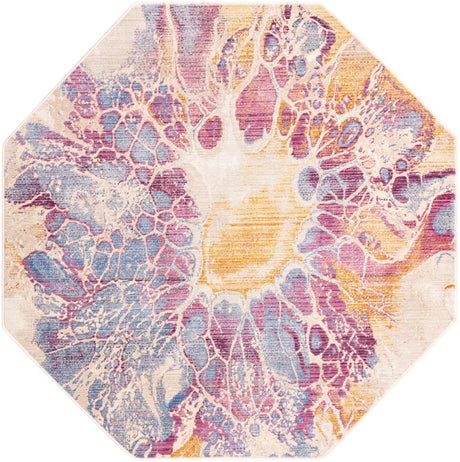 Multicolor 5' 3 x 5' 3 Deepa Octagon Area Rug 100% Polyester Colorful Modern Contemporary Carpet for Home Decorating Living, Dining, Office & Bedrooms for Sale at Rug Engine