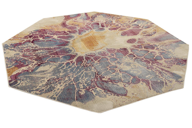 Multicolor 7' 10 x 7' 10 Deepa Octagon Area Rug 100% Polyester Colorful Modern Contemporary Carpet for Home Decorating Living, Dining, Office & Bedrooms for Sale at Rug Engine