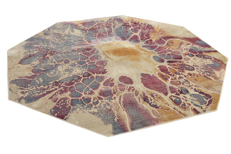 Multicolor 7' 10 x 7' 10 Deepa Octagon Area Rug 100% Polyester Colorful Modern Contemporary Carpet for Home Decorating Living, Dining, Office & Bedrooms for Sale at Rug Engine