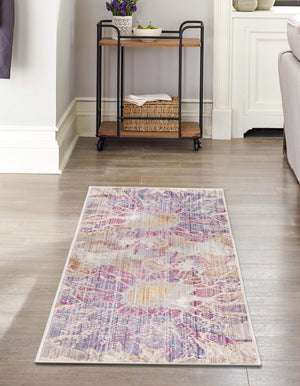Multicolor 2' 6 x 12' Deepa Runner Area Rug 100% Polyester Colorful Modern Contemporary Carpet for Home Decorating Living, Dining, Office & Bedrooms for Sale at Rug Engine