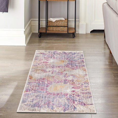 Multicolor 2' x 6' Deepa Runner Area Rug 100% Polyester Colorful Modern Contemporary Carpet for Home Decorating Living, Dining, Office & Bedrooms for Sale at Rug Engine