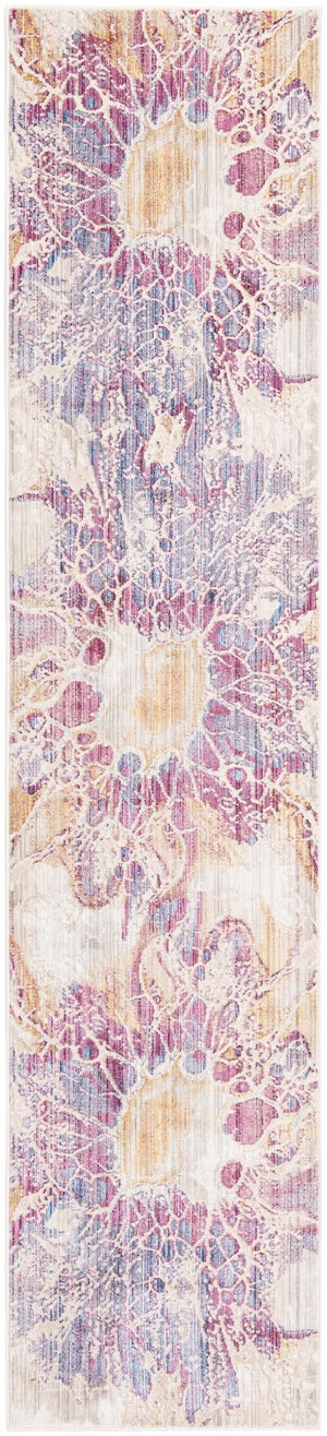 Multicolor 2' 6 x 12' Deepa Runner Area Rug 100% Polyester Colorful Modern Contemporary Carpet for Home Decorating Living, Dining, Office & Bedrooms for Sale at Rug Engine