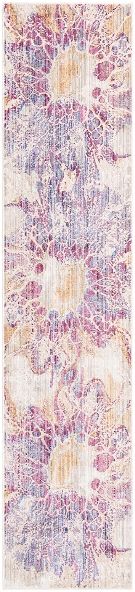 Multicolor 2' 6 x 12' Deepa Runner Area Rug 100% Polyester Colorful Modern Contemporary Carpet for Home Decorating Living, Dining, Office & Bedrooms for Sale at Rug Engine