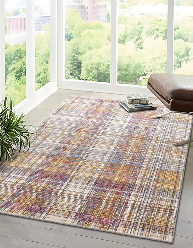 Multicolor 7' 10 x 9' 8 Deepa Rectangle Area Rug 100% Polyester Colorful Modern Contemporary Carpet for Home Decorating Living, Dining, Office & Bedrooms for Sale at Rug Engine
