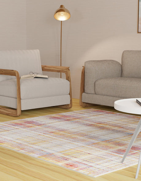 Multicolor 7' 10 x 7' 10 Deepa Square Area Rug 100% Polyester Colorful Modern Contemporary Carpet for Home Decorating Living, Dining, Office & Bedrooms for Sale at Rug Engine