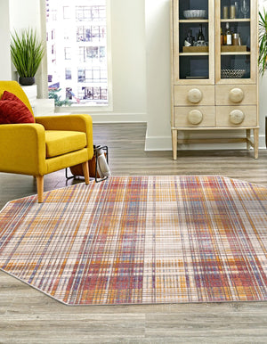 Multicolor 7' 10 x 7' 10 Deepa Octagon Area Rug 100% Polyester Colorful Modern Contemporary Carpet for Home Decorating Living, Dining, Office & Bedrooms for Sale at Rug Engine