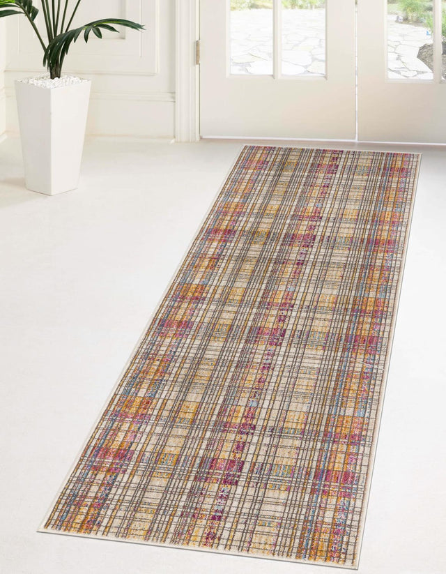 Multicolor 2' x 8' Deepa Runner Area Rug 100% Polyester Colorful Modern Contemporary Carpet for Home Decorating Living, Dining, Office & Bedrooms for Sale at Rug Engine