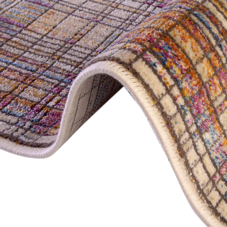 Multicolor 2' 6 x 12' Deepa Runner Area Rug 100% Polyester Colorful Modern Contemporary Carpet for Home Decorating Living, Dining, Office & Bedrooms for Sale at Rug Engine