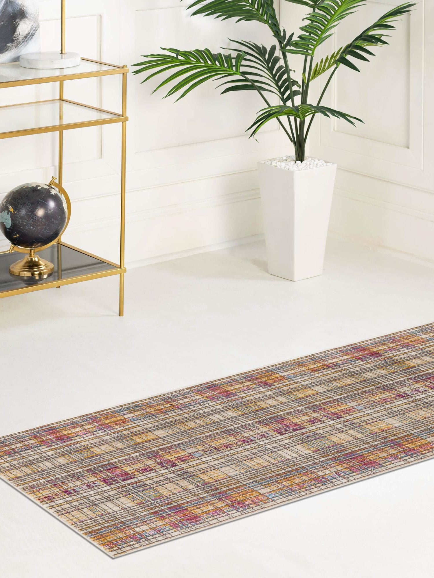 Multicolor 2' x 8' Deepa Runner Area Rug 100% Polyester Colorful Modern Contemporary Carpet for Home Decorating Living, Dining, Office & Bedrooms for Sale at Rug Engine